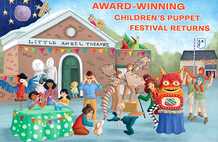 Promotional image for Little Angel's 2024 puppet festival, Illustrated by Amberin Huq