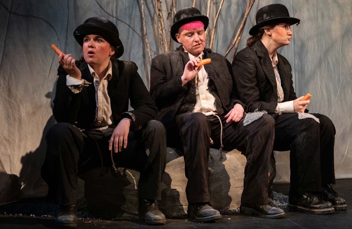 From left: Cara Withers, Jack Wakely and Josie Underwood in Godot is a Woman. Photo: Ali Wright