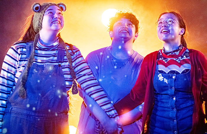 Emily McGlynn, Alex Brain and Helen Chong in Cassie and the Lights at Southwark Playhouse Borough. Photo: Claire Bilyard
