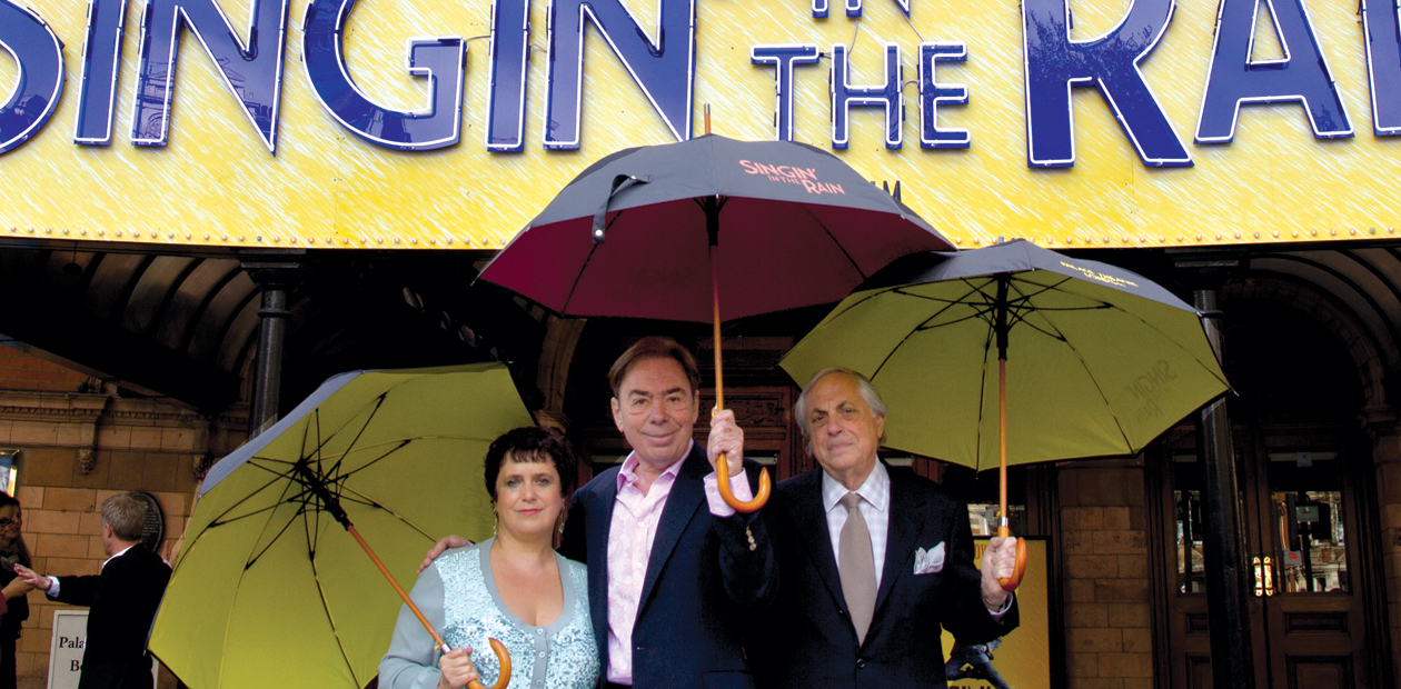 Nica Burns (left) with Max Weitzenhoffer (right) with Andrew Lloyd Webber (centre) at London's Palace Theatre in 2012. Photo: Marc Murphy