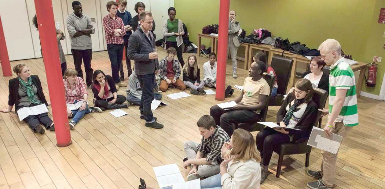 Michael Grandage leading an MGC Futures masterclass with students. Photo: Marc Brenner