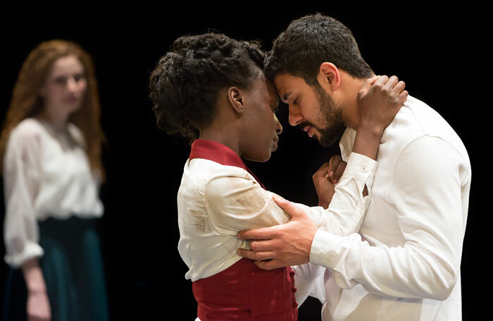 Gillian Saker, Only Uhiara and Robert Gilbert in Anna Karenina at the Royal Exchange Theatre, Manchester. Photo: Jonathan Keenan