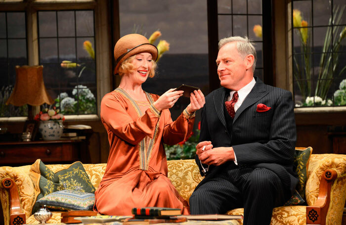 Celeste Dodwell and Michael Simkins in Lindsay Posner's Hay Fever. Photo: Nobby Clark