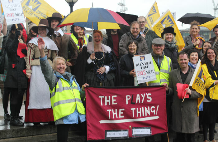 Tour guides at Shakespeare's Globe took strike action over pay.