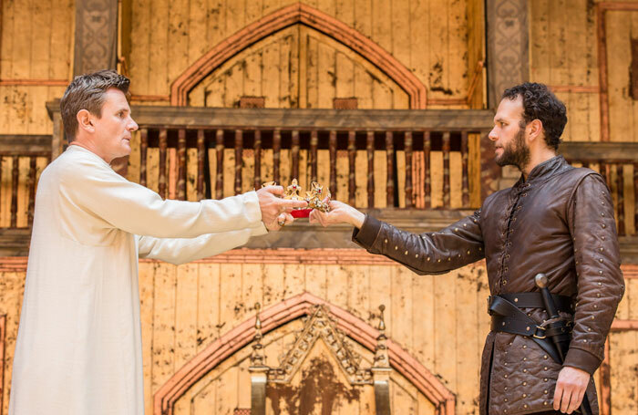 Charles Edwards and David Sturzaker in Richard II at Shakespeare's Globe. Photo: Johan Persson