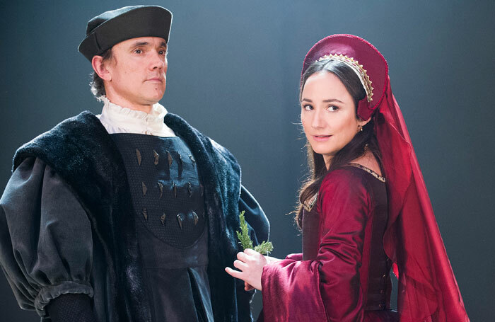 Ben Miles and Lydia Leonard in Wolf Hall at the Aldwych Theatre. Photo: Tristram Kenton