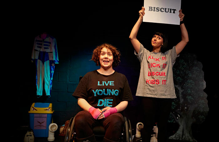 Jess Thom and Jess Mabel-Jones in Backstage in Biscuit Land. Photo: James Lyndsay
