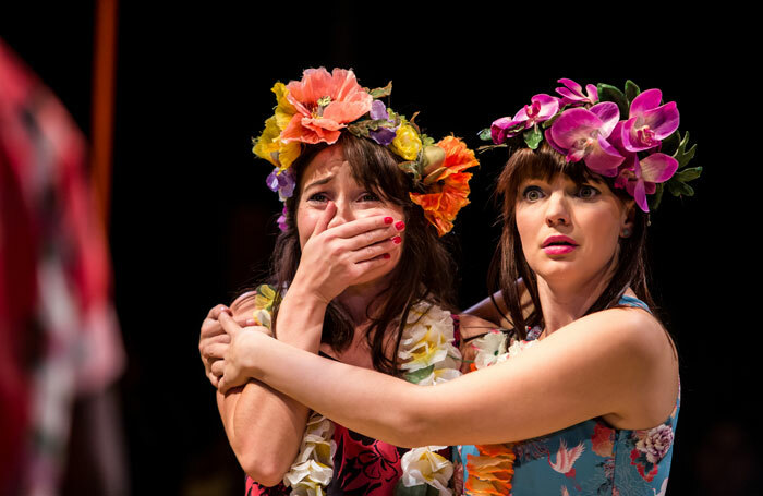 Sarah Ovens and Katie Elin-Salt in The Comedy of Errors at the National Theatre. Photo: Richard Davenport