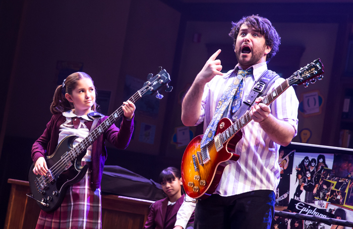 Evie Dolan and Alex Brightman in School of Rock. Photo: Matthew Murphy