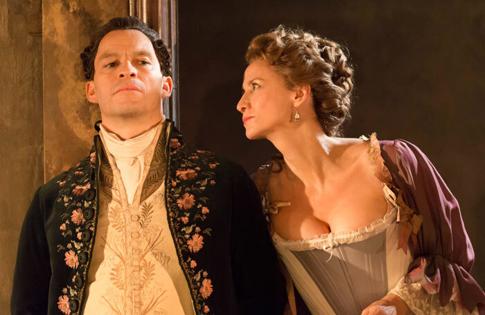 Dominic West and Janet McTeer in Les Liaisons Dangereuses at the Donmar Warehouse. Photo: Johan Persson