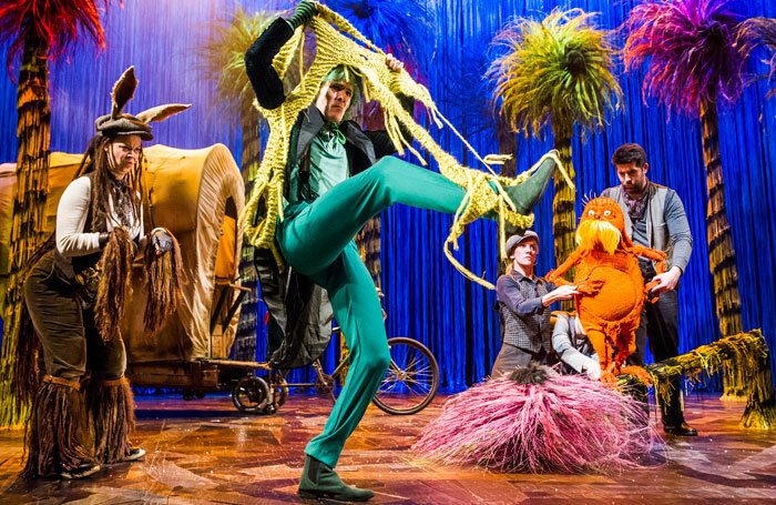 Emily Houghton, Simon Paisley Day, Laura Cubitt and Simon Lipkin in The Lorax at the Old Vic. Photo: Tristram Kenton