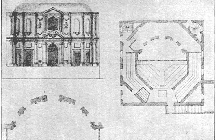 Plans for Inigo Jones' Cockpit Theatre, which would be used to create the new Playhouse in Prescot. Photo: Wikipedia