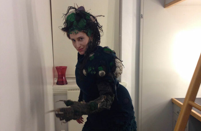 Melissa Bayern in costume backstage at the Royal Exchange, Manchester, as the Witch in Into the Woods