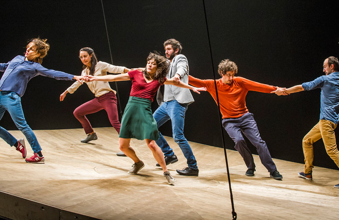 The cast of He Who Falls at Barbican Theatre, London Photo: Tristram Kenton