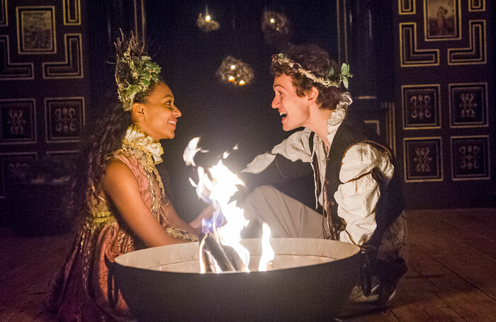 Tia Bannon and Steffan Donnelly in The Winter's Tale at the Sam Wanamaker Playhouse, London. Photo: Tristram Kenton