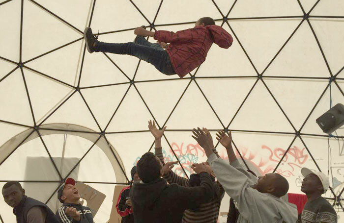 A drama workshop inside the Good Chance Theatre in the Calais migrant camp. Photo: Good Chance Theatre