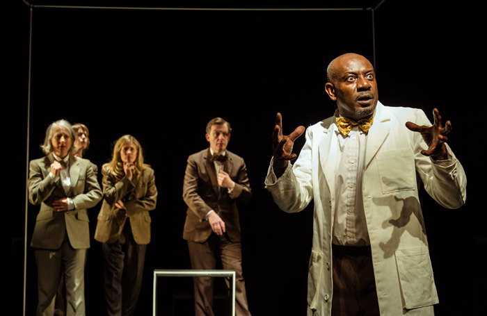 The cast of Opening Skinner's Box at Northern Stage, Newcastle-upon-Tyne. Photo: Topher McGrillis