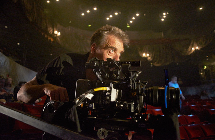 A camera operator filming The Crucible at London's Old Vic in 2014. Photo: Digital Theatre