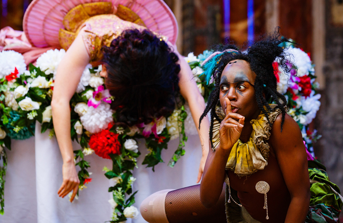 Meow Meow and Nandi Bhebhe in A Midsummer Night's Dream at Shakespeare's Globe. Photo: Steve Tanner