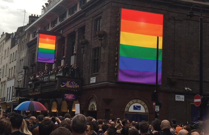 Prince Edward Theatre, Old Compton Street vigil Photo: Mark Shenton