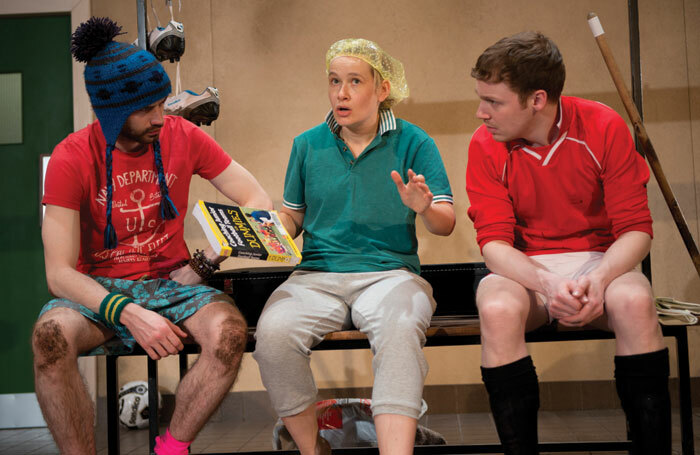 Vivienne Gibbs (centre) won her part in Jumpers for Goalposts, (Paines Plough co-production with Watford Palace and Hull Truck), which toured in 2013, via an open audition. Photo:  Elyse Marks