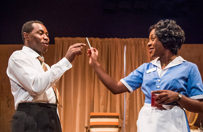 Gbolahan Obisesan and Ronke Adekoluejo in The Mountaintop at Young Vic, London. Photo: Tristram Kenton