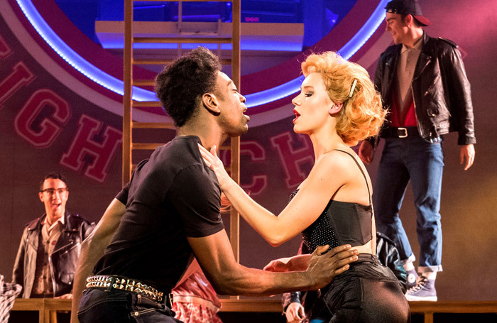 Dex Lee and Jessica Paul in Grease at Curve, Leicester. Photo: Manuel Harlan