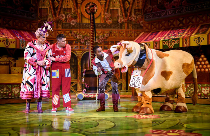 Nigel Ellacott, Ricky K and Simon Webbe in Jack and the Beanstalk at Northampton's Royal and Derngate. Photo: Graeme Braidwood