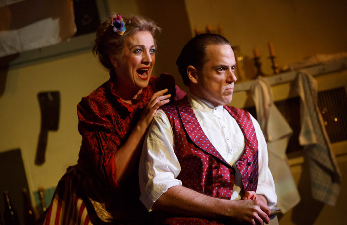 Jeremy Secomb and Siobhan McCarthy in Sweeney Todd in New York. Photo: Joan Marcus
