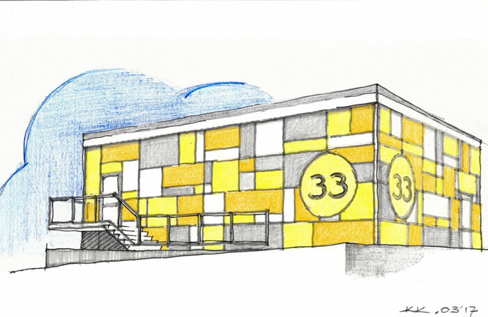 Artist's impression of the Pleasance's pop-up venue, designed by Triple E