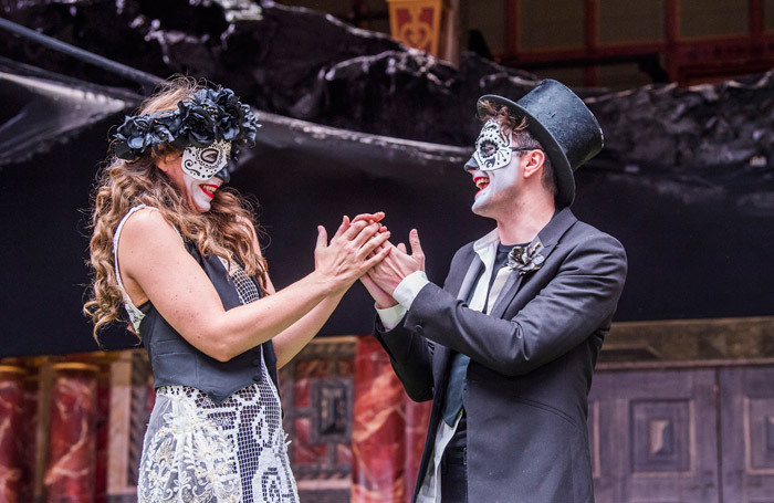 Kirsty Bushell and Edward Hogg in Romeo and Juliet at Shakespeare's Globe, London. Photo: Tristram Kenton