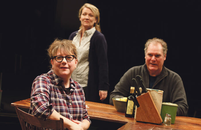 Amy Warren, Lynn Hawley, and Jay O Sanders in Hungry, play one of The Gabriels. Photo: Joan Marcus