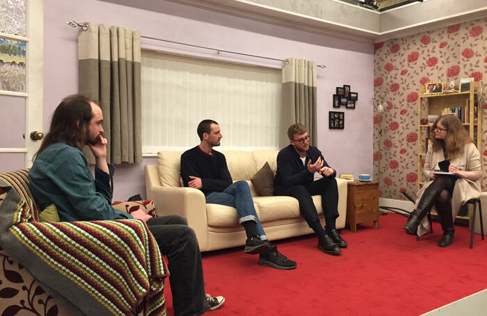 The Student Guide to Writing panel discussion. Left to right: Stewart Pringle, George Spender of Oberon Books, Rob Drummer and Jennifer Tuckett