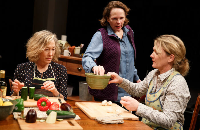 Meg Gibson, Maryann Plunkett and Lynn Hawley in Hungry, Play One of The Gabriels: Election Year in the Life of One Family. Photo: Joan Marcus.