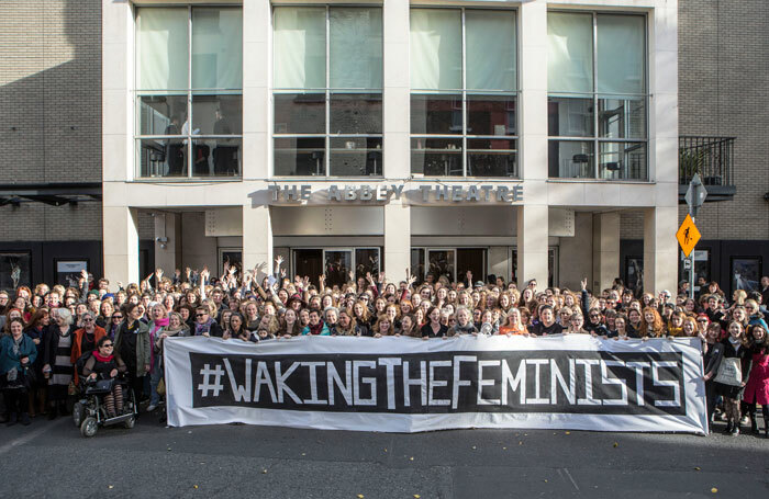 Waking the Feminists protest outside Dublin's Abbey Theatre in 2015. Photo: Fiona Morgan