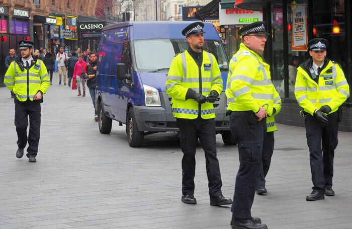 Police patrolling the West End in the wake of the terror attack in Westminster. Photo: Brian Minkoff/Shutterstock
