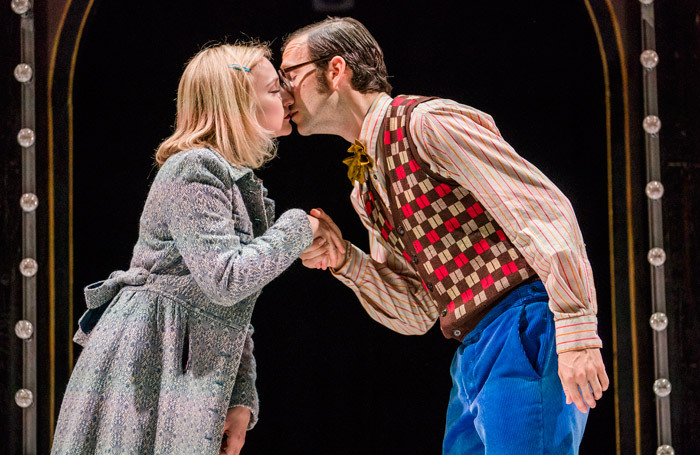 Carly Bawden and Dominic Marsh in Romantics Anonymous at Sam Wanamaker Playhouse, London. Photo: Tristram Kenton