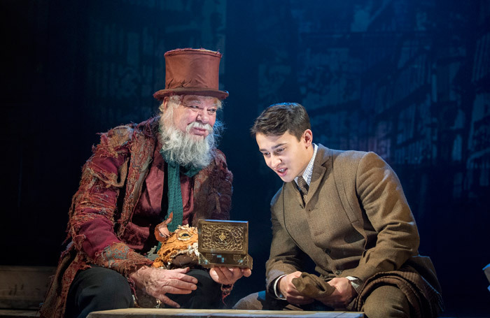Matthew Kelly and Alistair-Toovey-in The Box of Delights at Wilton's Music Hall, London. Photo" Alistair Muir