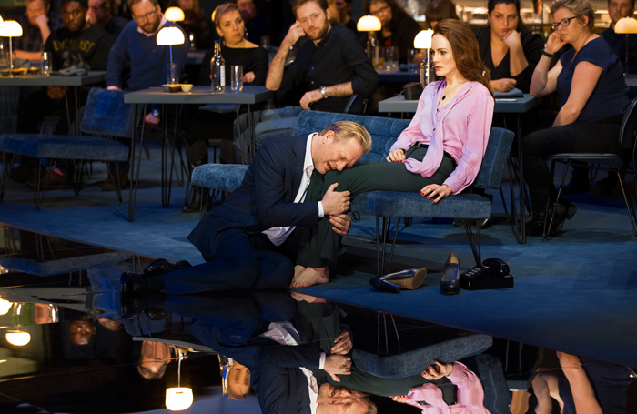 Douglas Henshall and Michelle Dockery, with diners, in Network. Photo: Jan Versweyveld