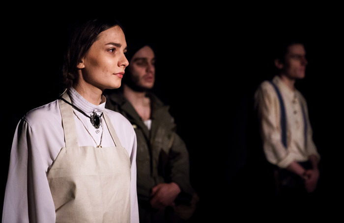 Olivia Hanrahan Barnes in Somewhere a Gunner Fires at King's Head Theatre, London. Photo: Alex Brenner