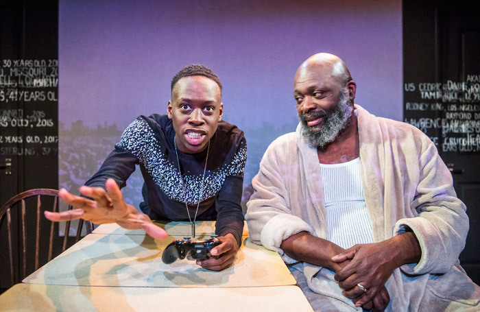 Michael Ajao and Trevor A Toussaint in Br'er Cotton at Theatre 503, London. Photo: Tristram Kenton