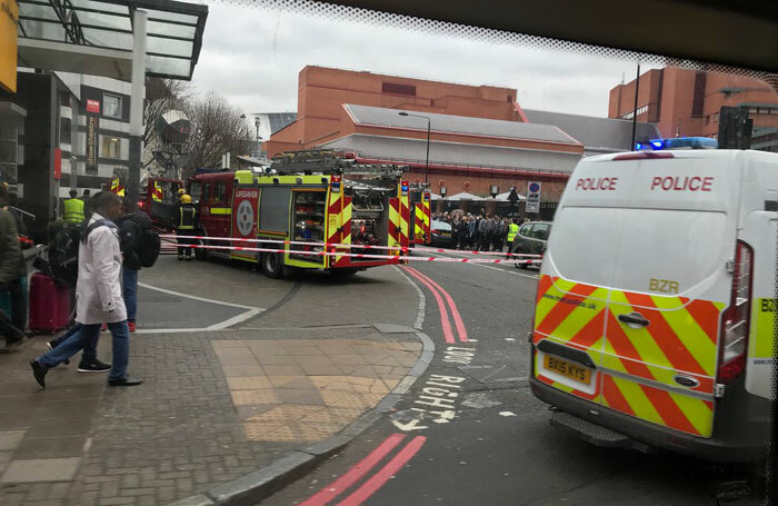Firefighters at the scene of the Shaw Theatre in London. Photo: @bexin2d