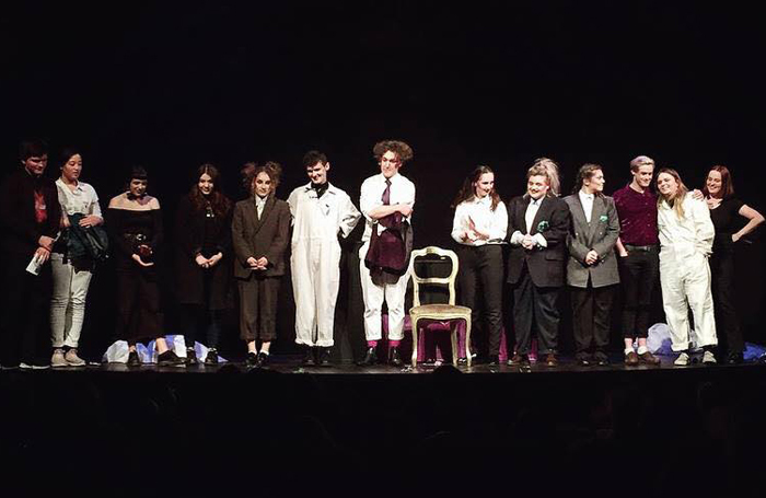 The cast, creatives and crew of Pangea, the winning play by Goldsmiths students. Photo: Aimee Forbes