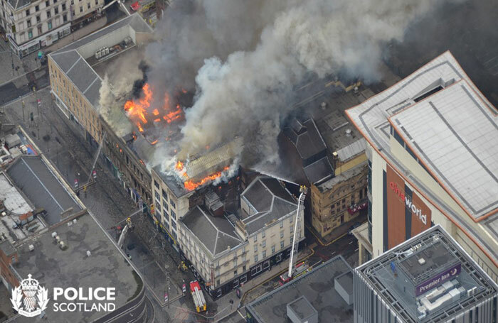 The blaze that occurred very close to Glasgow's Pavilion Theatre six months ago. Credit: Police Scotland