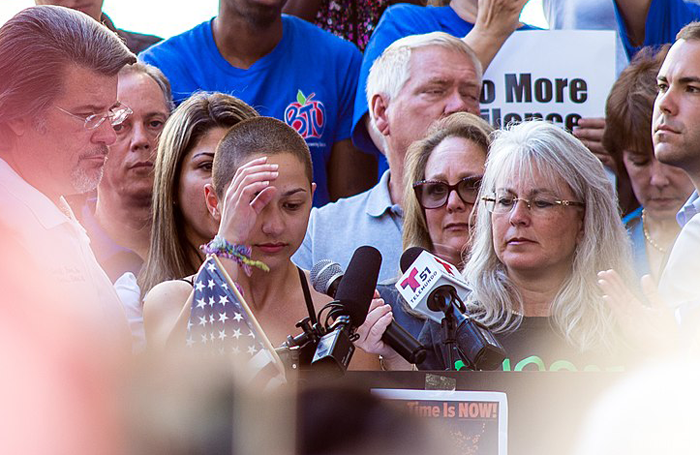 Emma Gonzalez speaks at a rally to support firearm safety legislation in Fort Lauderdale. Photo: Barry Stock