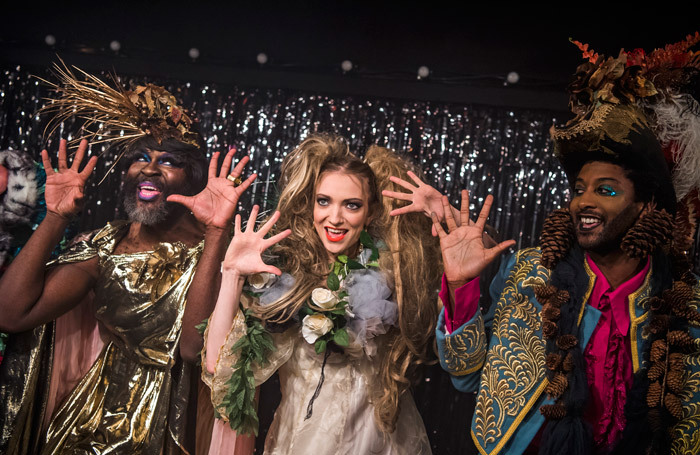 Le Gateau Chocolat, Lucy McCormick and Peter Brathwaite in Effigies Of Wickedness at the Gate Theatre, London. Photo: Tristram Kenton