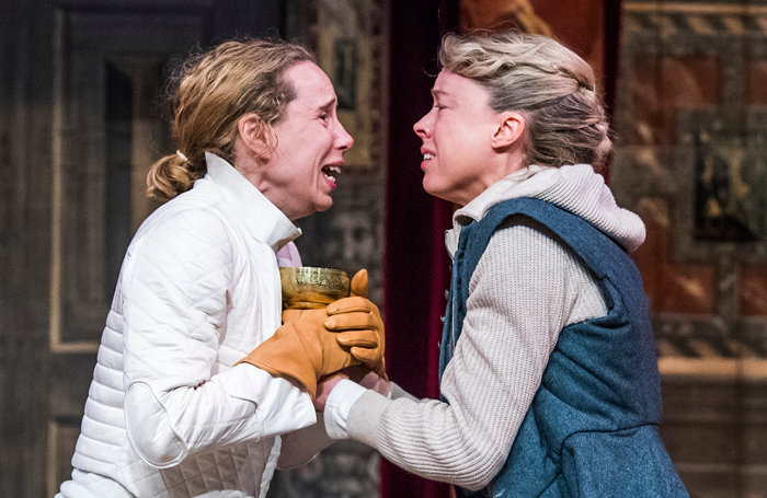 Michelle Terry and Catrin Aaron in Hamlet at Shakespeare's Globe. Photo: Tristram Kenton
