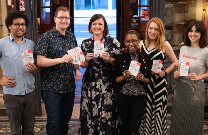 Author of Twenty Theatre to See Before You Die Amber Massie-Blomfield (third from left) with the publishing and pr team. Photo: Madeline Rose