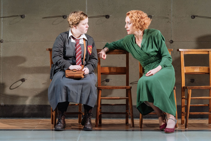 Nicola Coughlan  and Lia Williams (Jean Brodie) in The Prime of Miss Jean Brodie, Donmar Warehouse. Photo Manuel Harlan