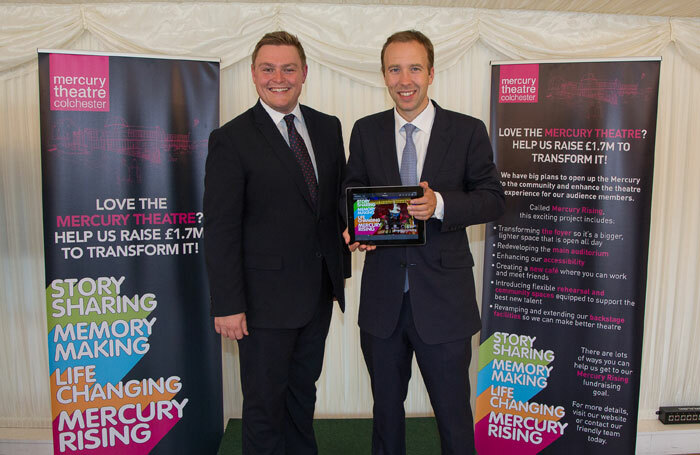 Will Quince and Matt Hancock at the launch of the fundraising campaign for Colchester's Mercury Theatre. Photo: Sally Parkinson